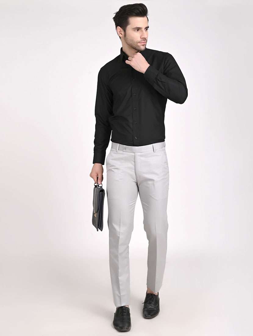 Men Solid Mid Rise Flat Front Formal Trouser - 22755859 -  Standard Image - 5