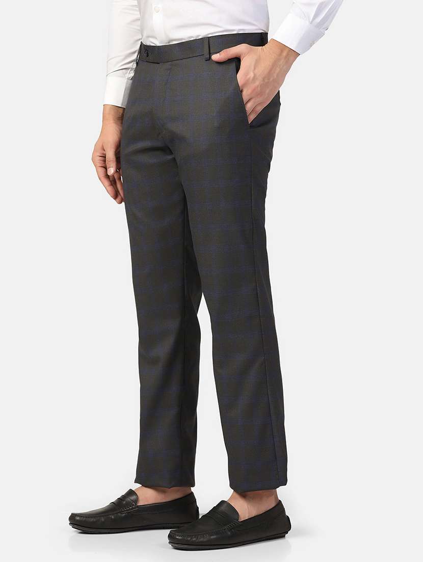 Men Checkered Mid Rise Flat Front Formal Trouser - 22755864 -  Standard Image - 3
