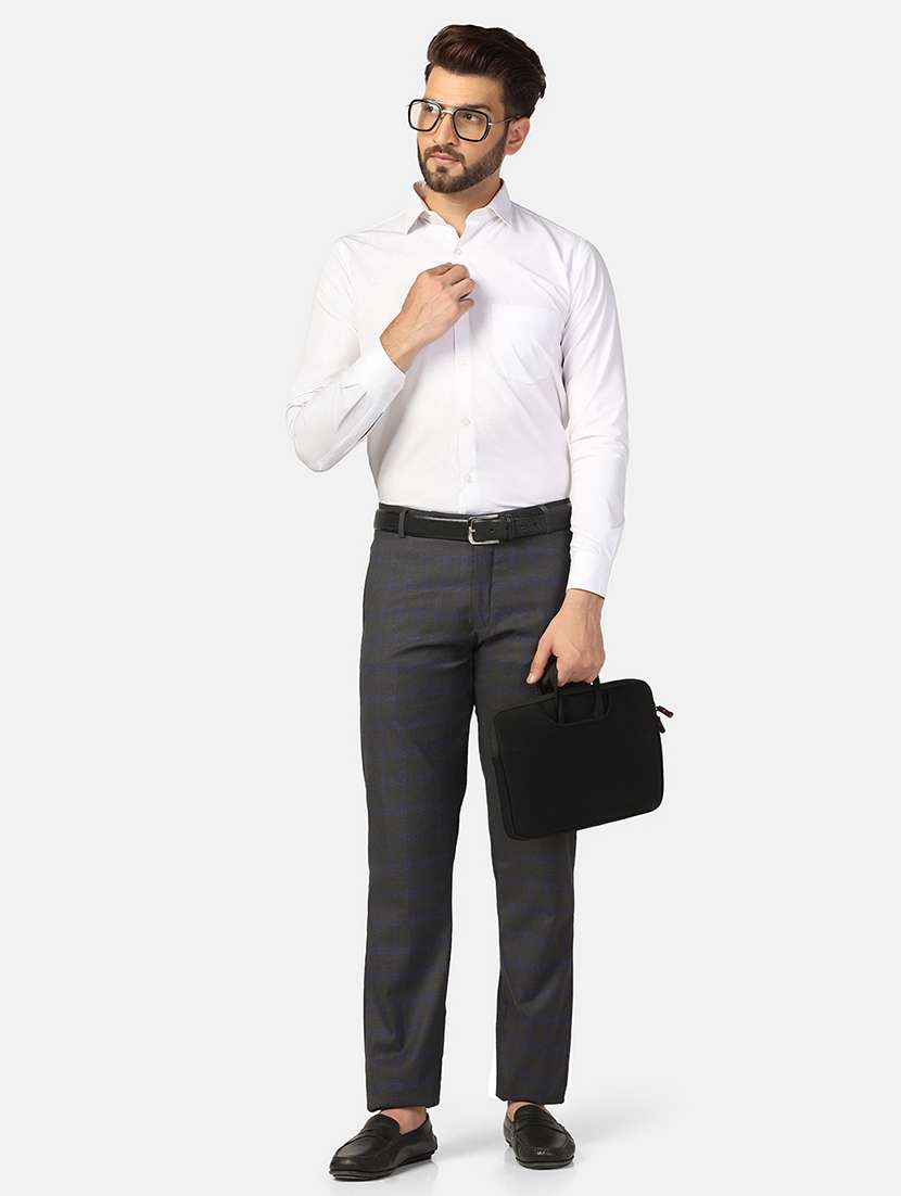Men Checkered Mid Rise Flat Front Formal Trouser - 22755864 -  Standard Image - 5