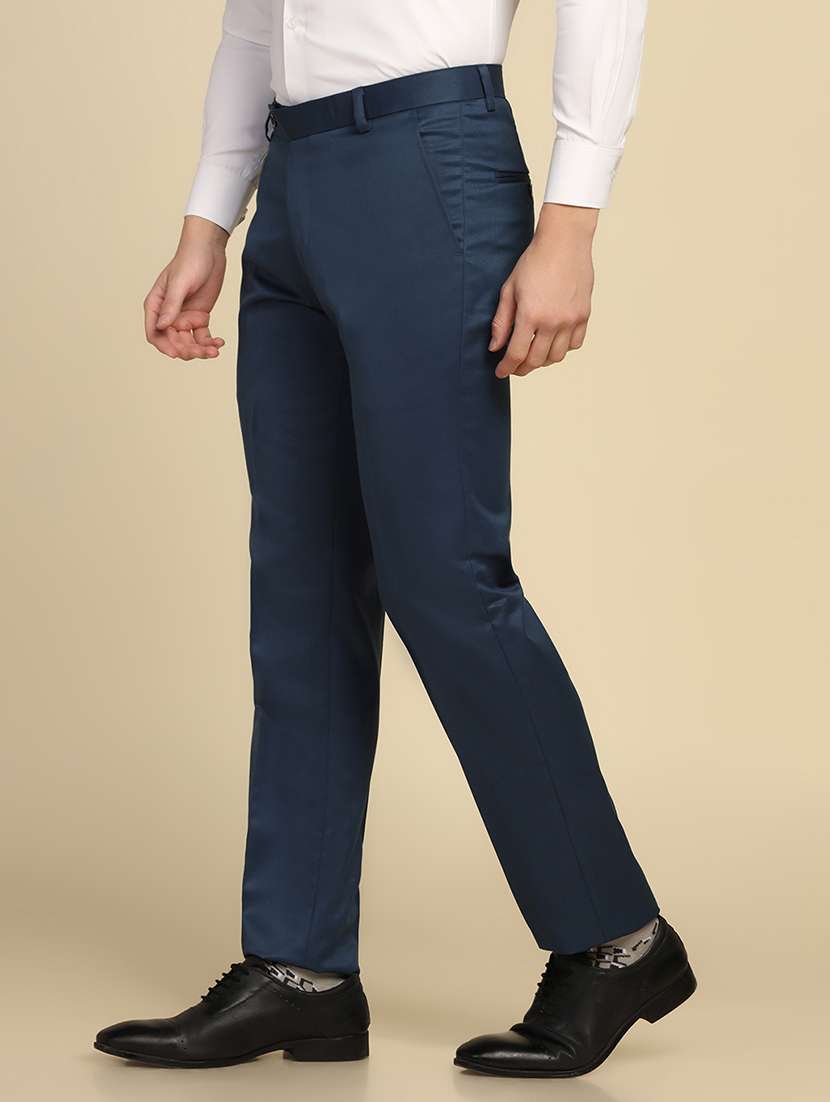 Men Solid Mid Rise Flat Front Formal Trouser - 22755871 -  Standard Image - 3
