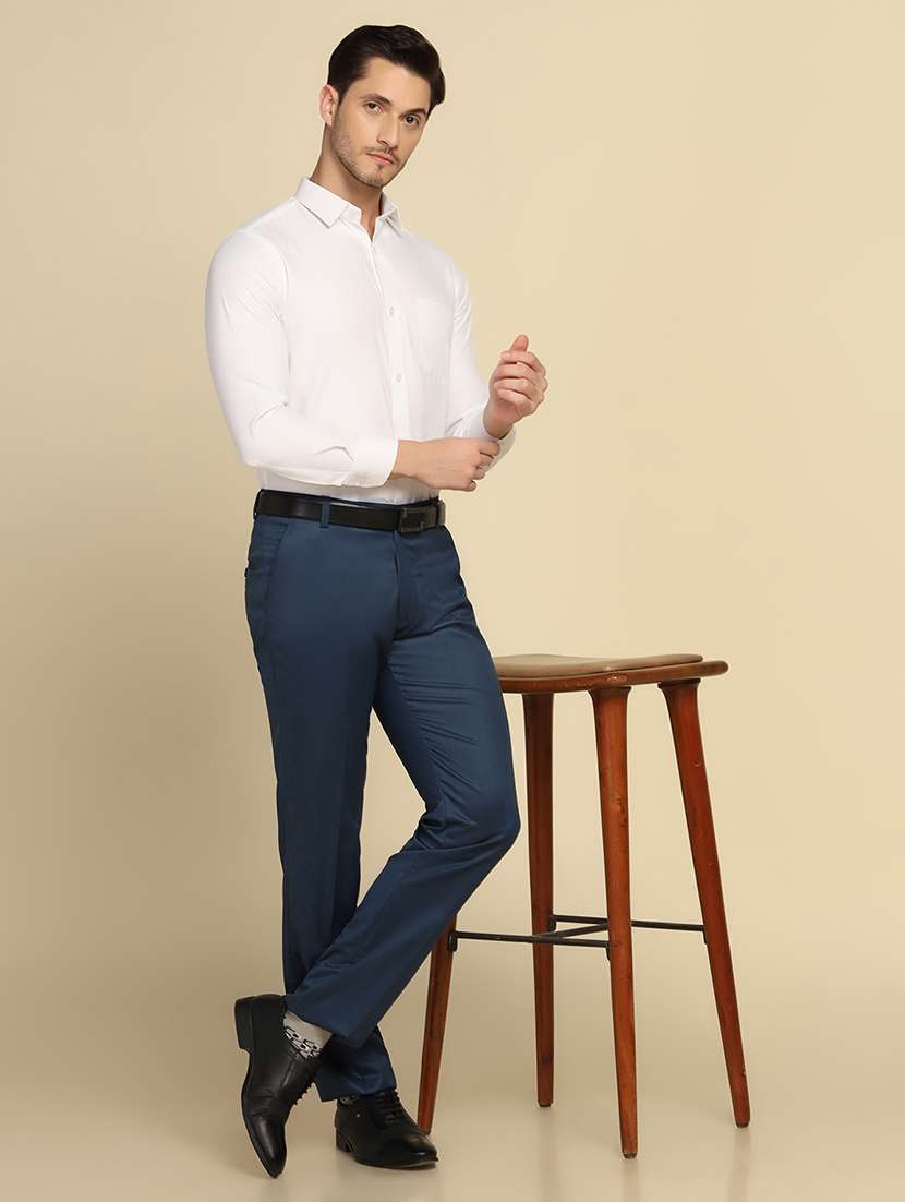 Men Solid Mid Rise Flat Front Formal Trouser - 22755871 -  Standard Image - 5
