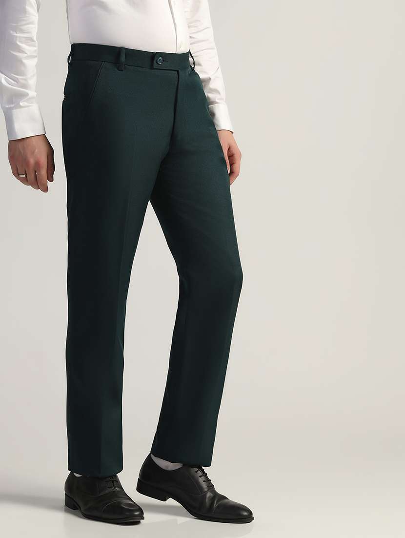 Men Solid Mid Rise Flat Front Formal Trouser - 22755875 -  Standard Image - 3