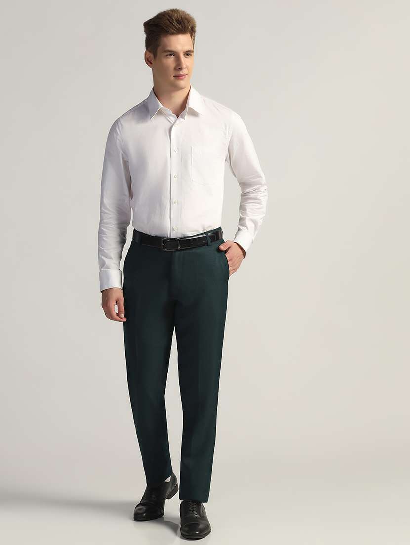 Men Solid Mid Rise Flat Front Formal Trouser - 22755875 -  Standard Image - 5