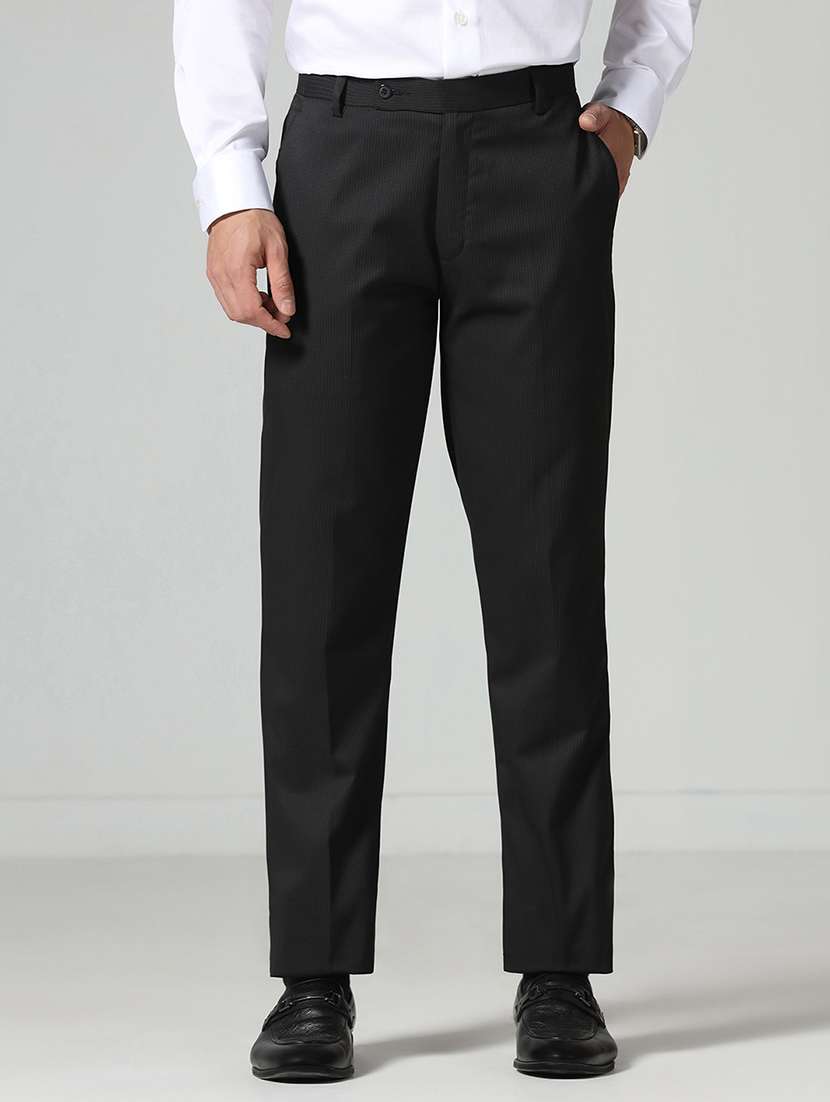 men striped mid rise flat front formal trouser