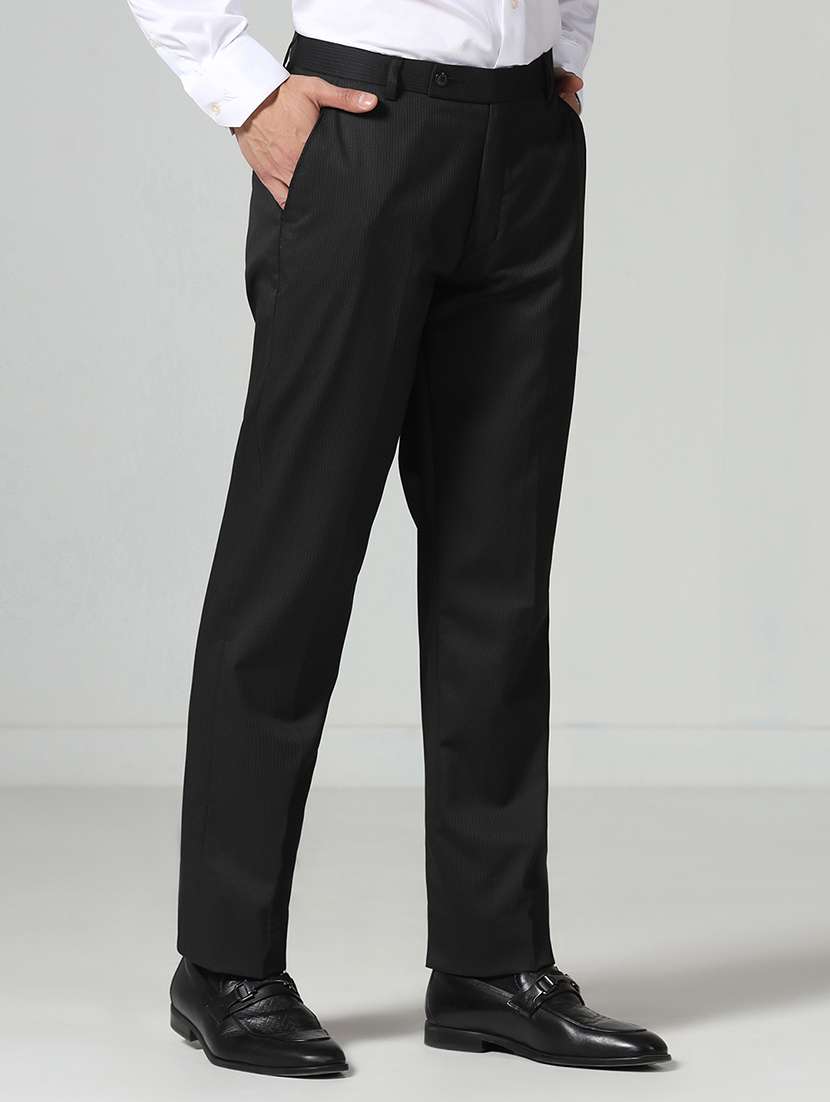 Men Striped Mid Rise Flat Front Formal Trouser - 22755885 -  Standard Image - 3