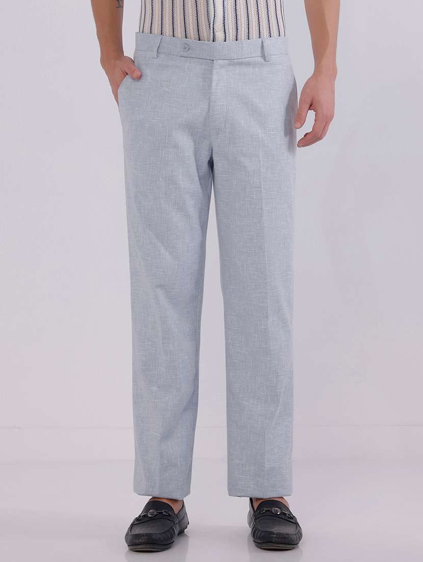 men self design mid rise flat front formal trouser