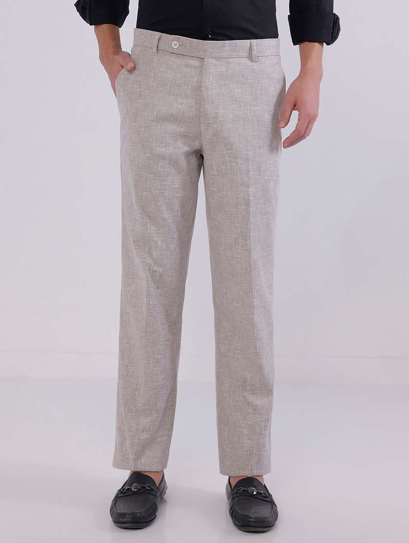 men self design mid rise flat front formal trouser