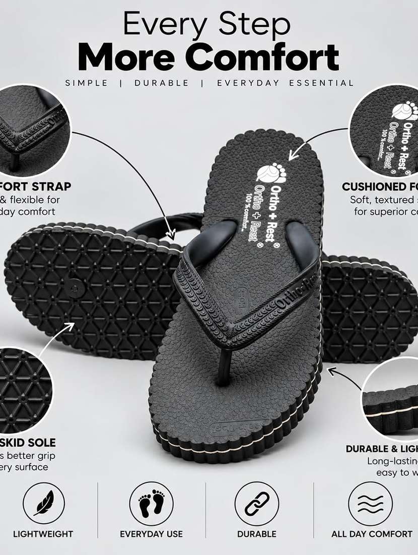 Men Black Toe Separator Slipper - 22755908 -  Standard Image - 3