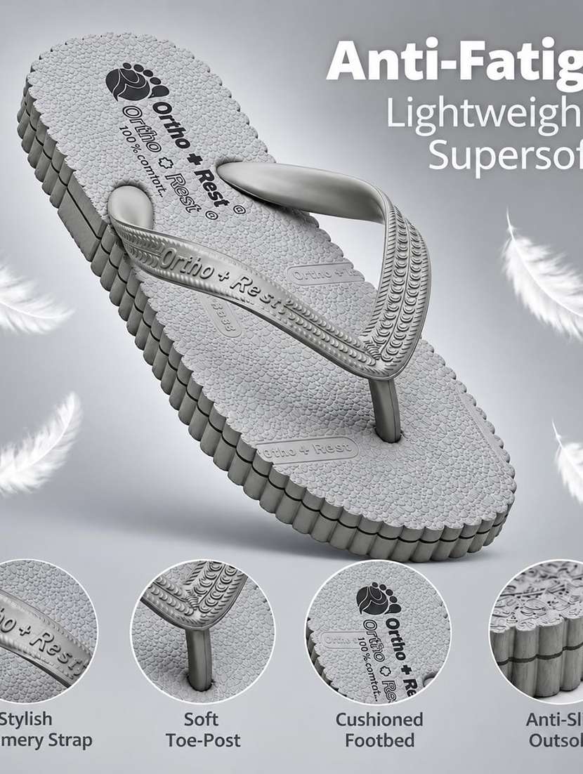Men Grey Toe Separator Slipper - 22755913 -  Standard Image - 3