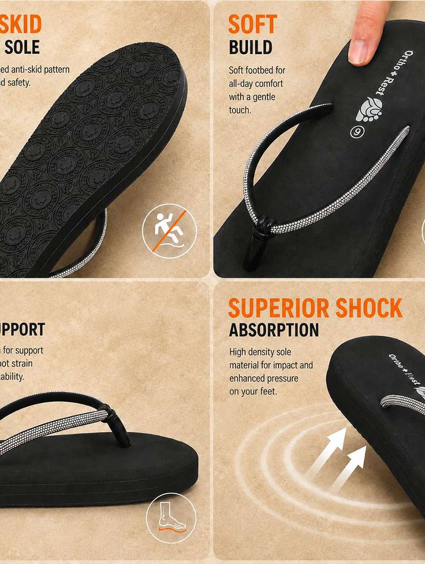 Women Black Orthosoft Flip Flop - 22755919 -  Standard Image - 5