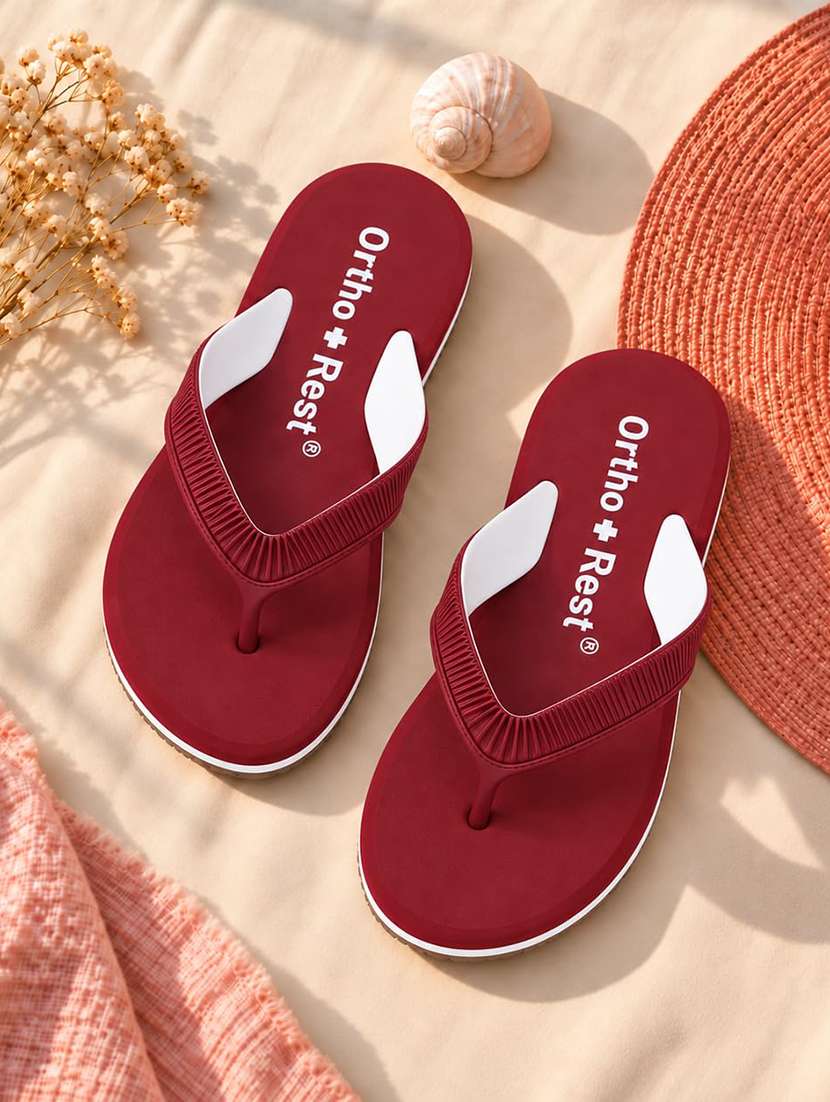 maroon rubber orthosoft flip flops