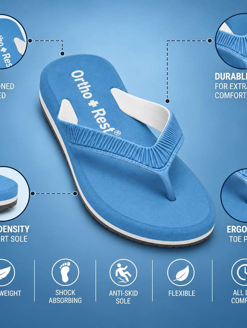 Blue Rubber Orthosoft Flip Flops - 22755938 -  Standard Image - 3