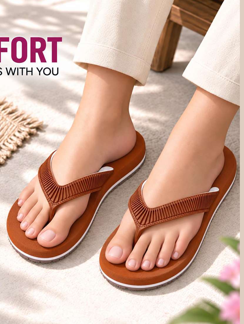 tan rubber orthosoft flip flops