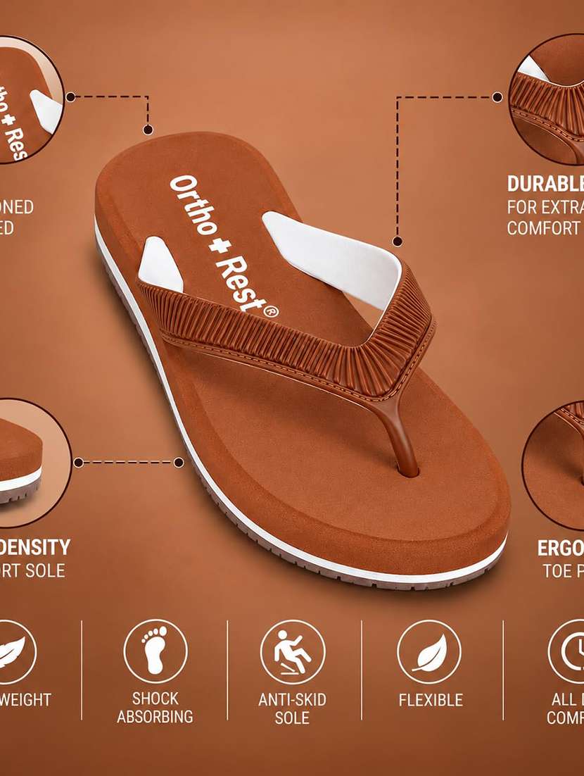Tan Rubber Orthosoft Flip Flops - 22755940 -  Standard Image - 3