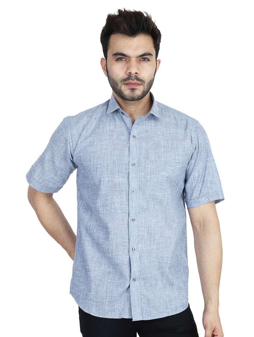 men self design short sleeve slim fit casual shirt