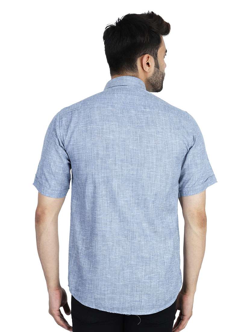Men Self Design Short Sleeve Slim Fit Casual Shirt - 22755965 -  Standard Image - 3