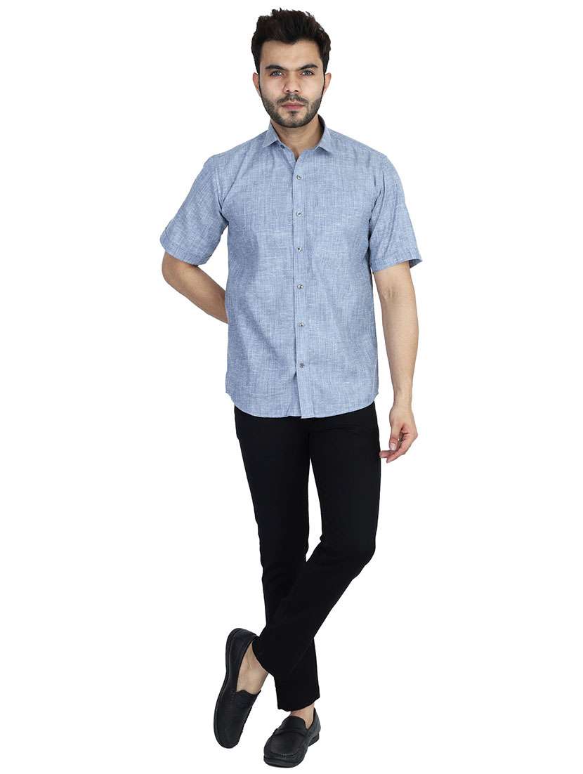 Men Self Design Short Sleeve Slim Fit Casual Shirt - 22755965 -  Standard Image - 5