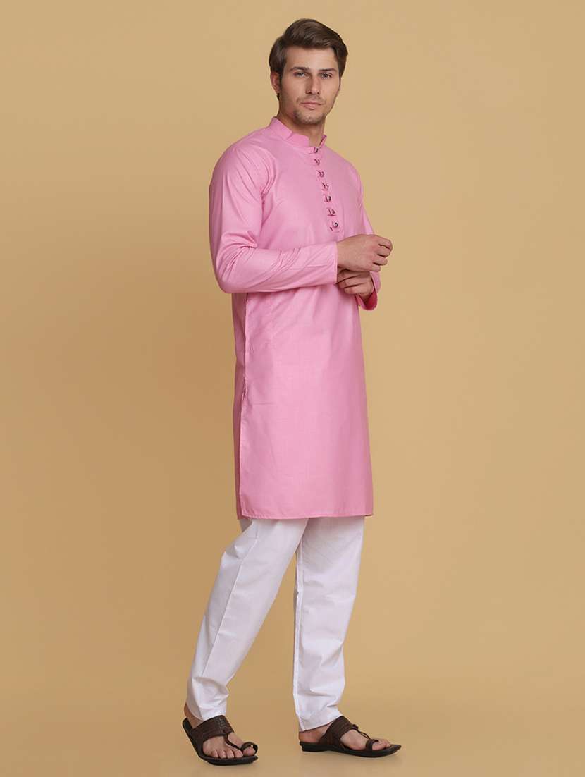 Men Solid Mandarin Neck Kurta Pyjama Set - 22756140 -  Standard Image - 5