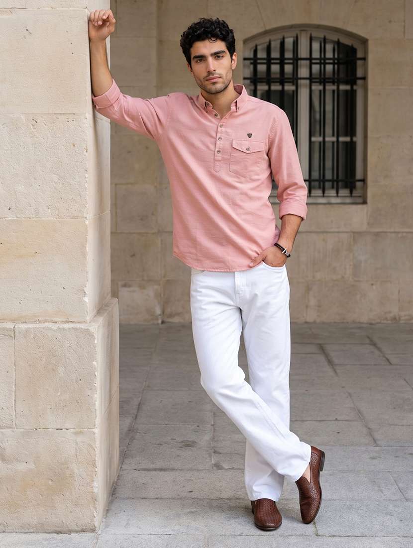 Men Solid Long Sleeve Short Kurta - 22756229 -  Standard Image - 3
