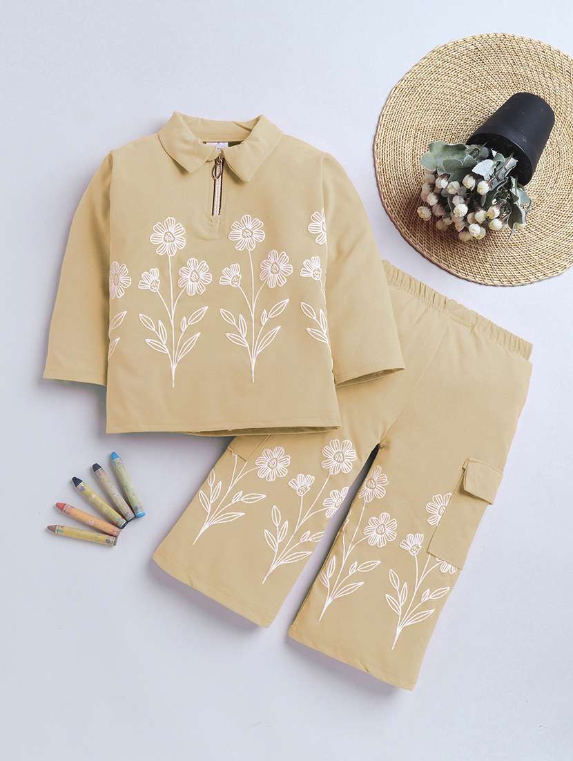 girls printed long sleeves full length set