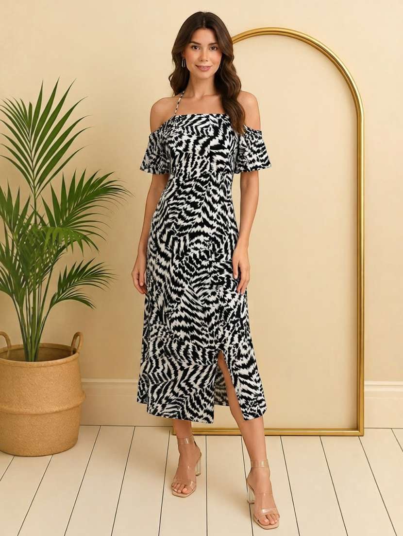 Women Printed Halter Neck A-line Dress - 22757044 -  Standard Image - 5