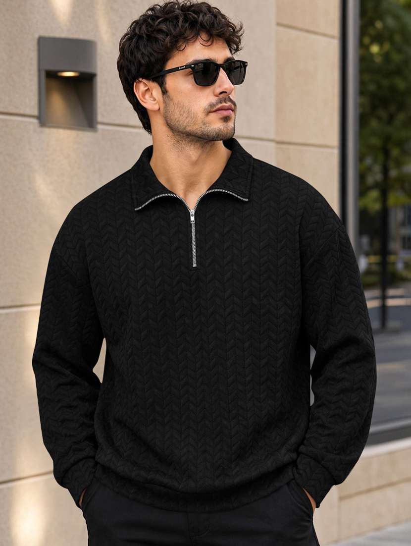 men self design long sleeve regular fit sweatshirt