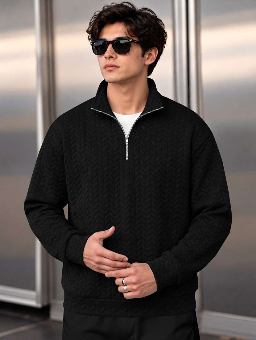 men self design long sleeve regular fit sweatshirt