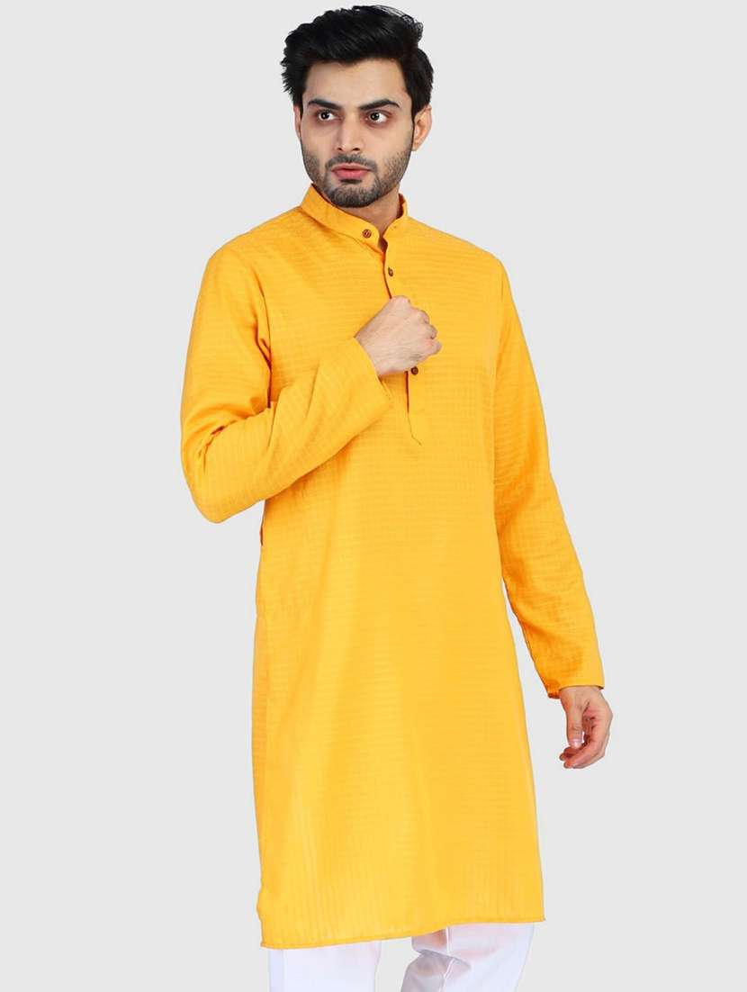 men self design mandarin neck long kurta