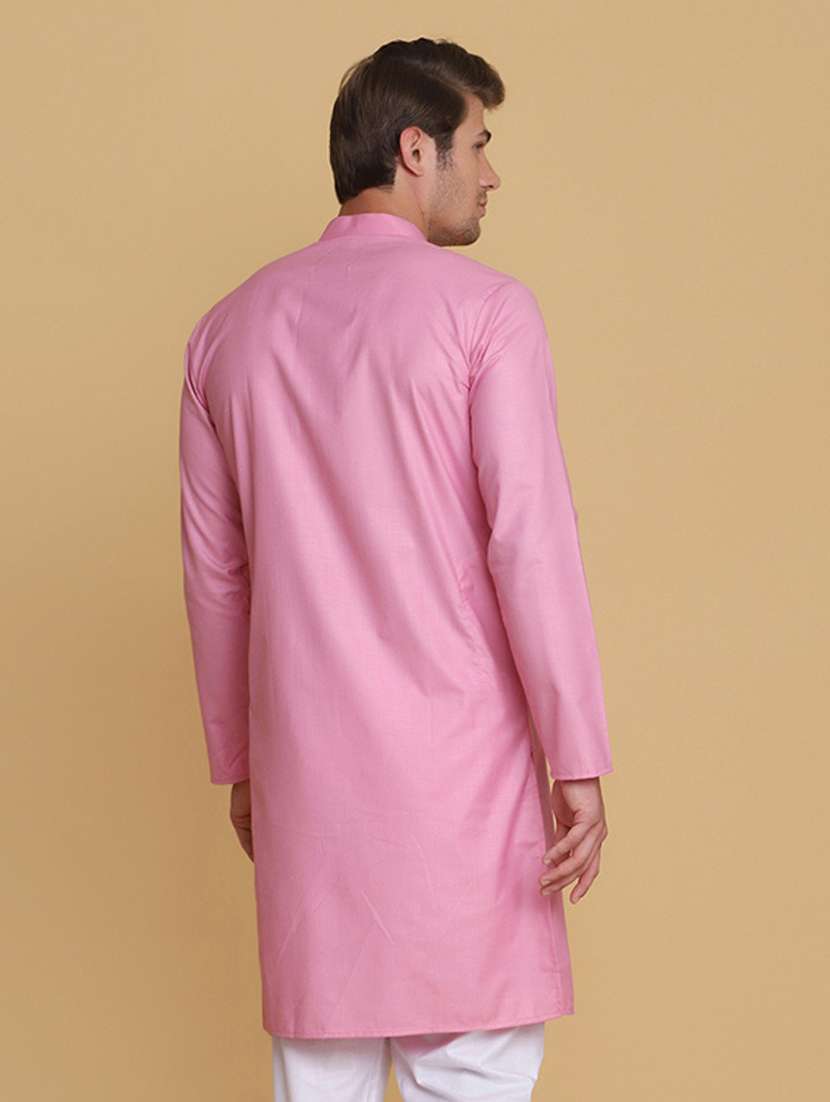 Men Solid Mandarin Neck Long Kurta - 22760713 -  Standard Image - 3