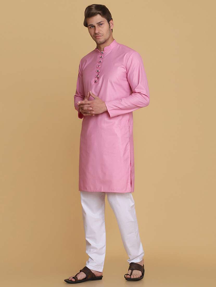 Men Solid Mandarin Neck Long Kurta - 22760713 -  Standard Image - 5
