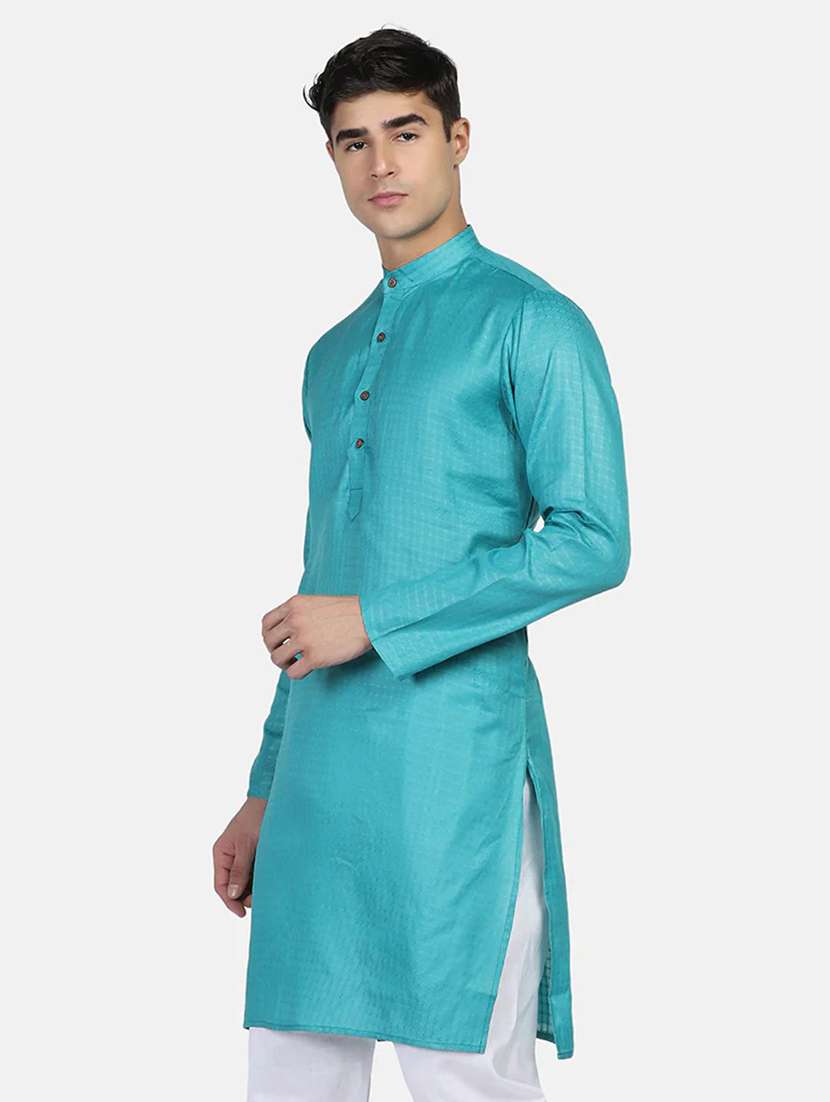 Men Self Design Mandarin Neck Long Kurta - 22760718 -  Standard Image - 3