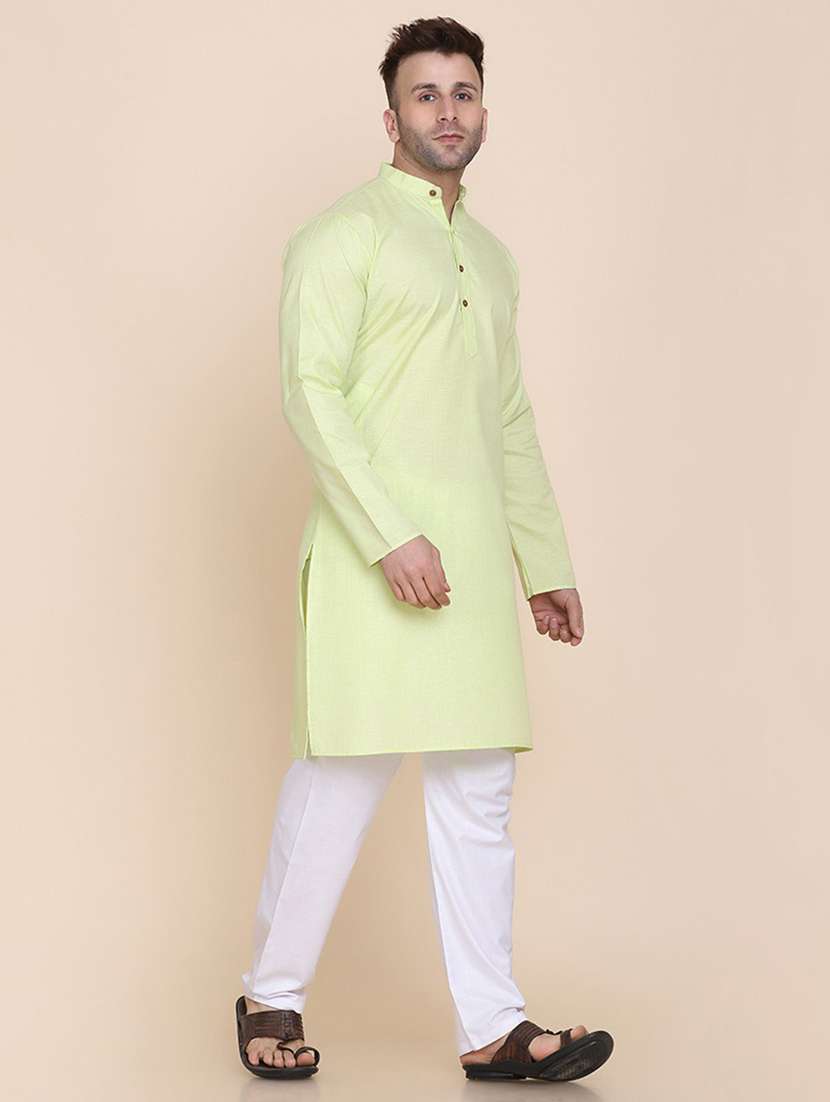 Men Solid Mandarin Neck Long Kurta - 22760729 -  Standard Image - 5