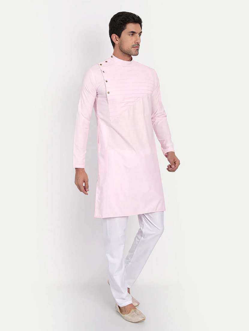 Men Solid Mandarin Neck Long Kurta - 22760738 -  Standard Image - 3