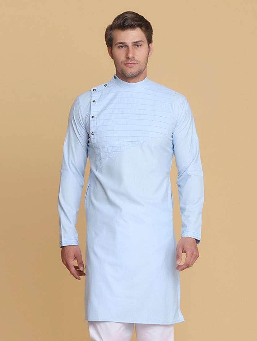 men solid mandarin neck long kurta