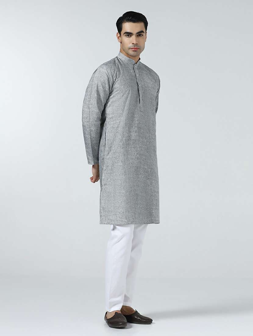 Men Self Design Mandarin Neck Long Kurta - 22760753 -  Standard Image - 5