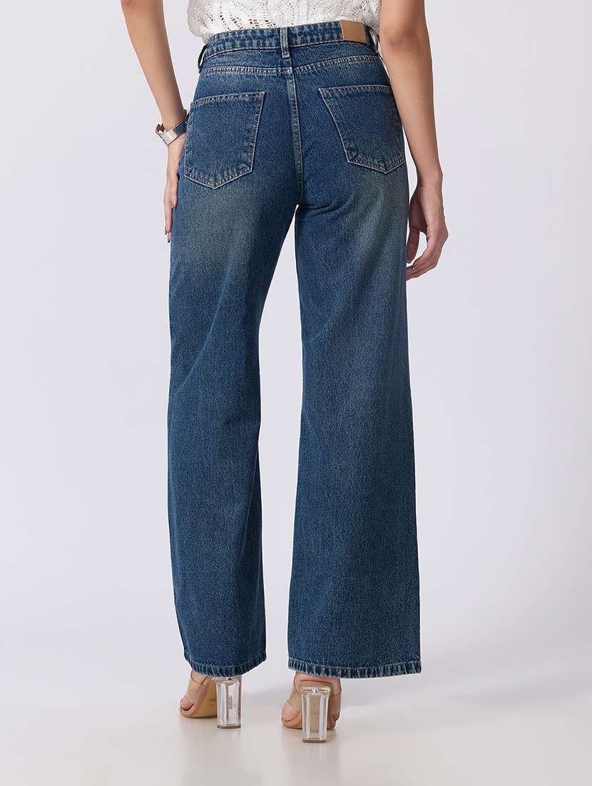 Women Washed High Rise Wide Leg Jeans - 22760810 -  Standard Image - 3