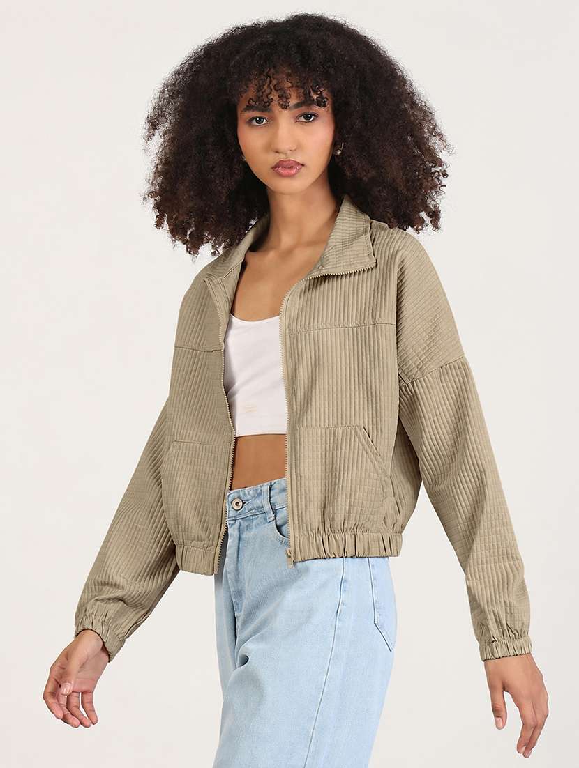 Women Self Design Long Sleeves Regular Jacket - 22760847 -  Standard Image - 3