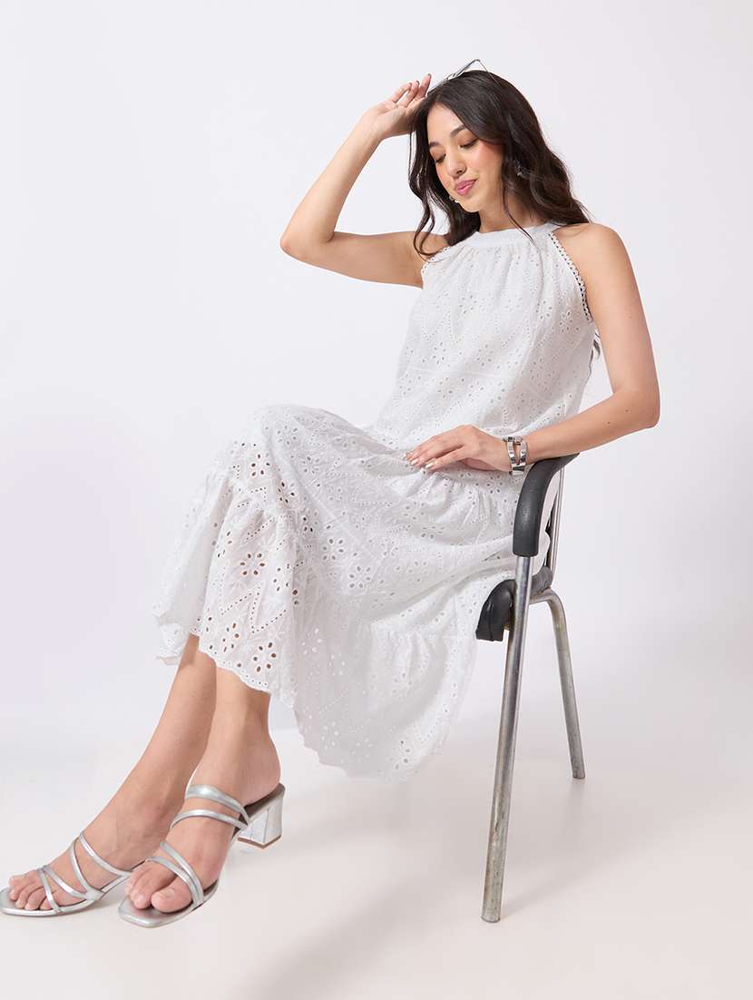 Women Embroidered Halter Neck Tiered Dress - 22760849 -  Standard Image - 5