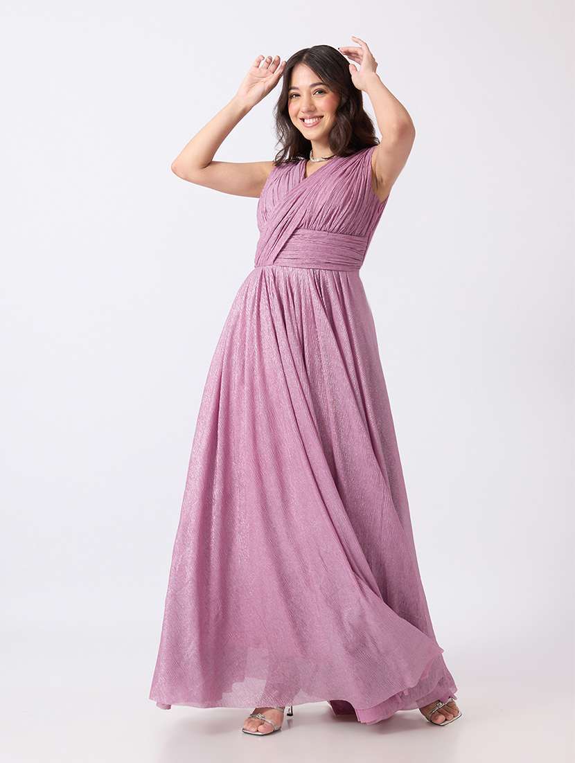 Women Self Design Sleeveless Fit And Flare Gown - 22760875 -  Standard Image - 5