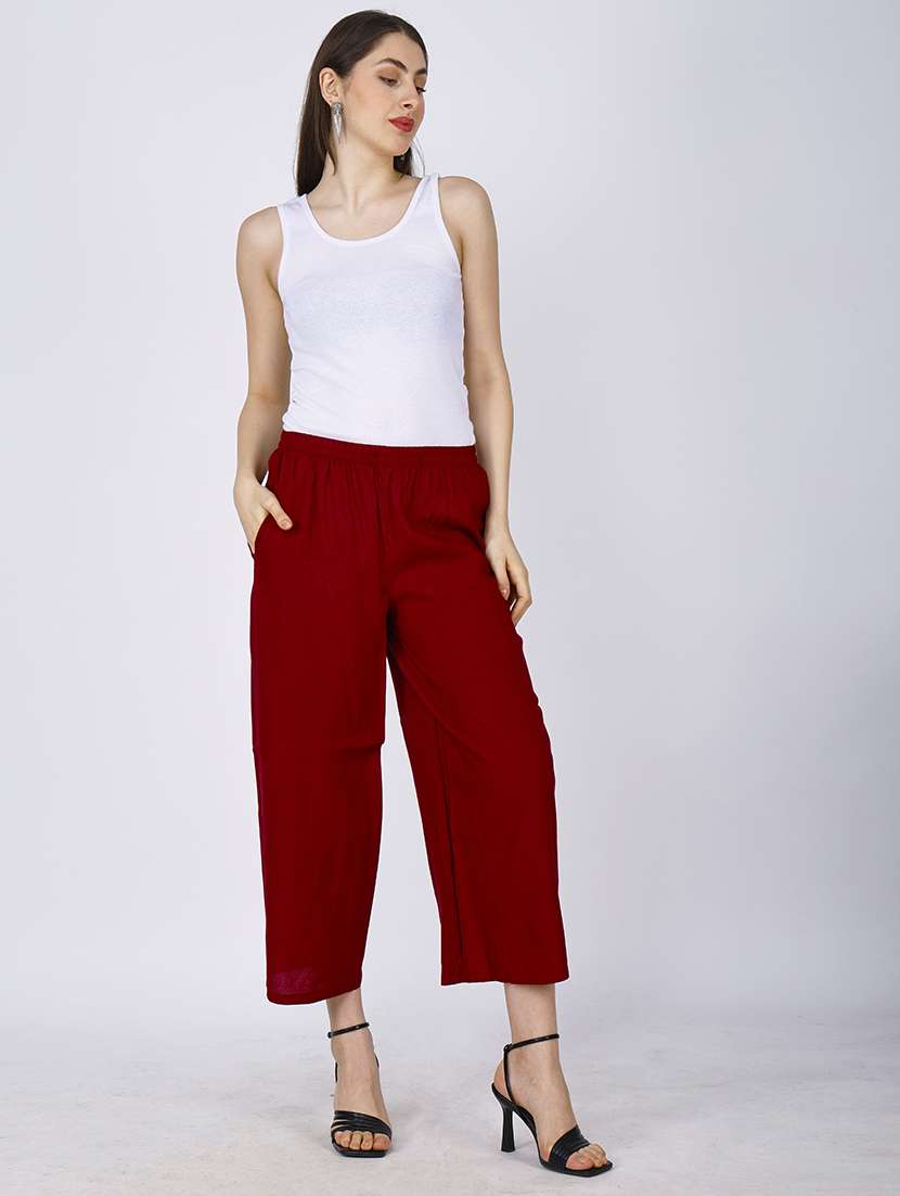 Women Solid Mid Rise Regular Fit Culottes - 22762275 -  Standard Image - 5