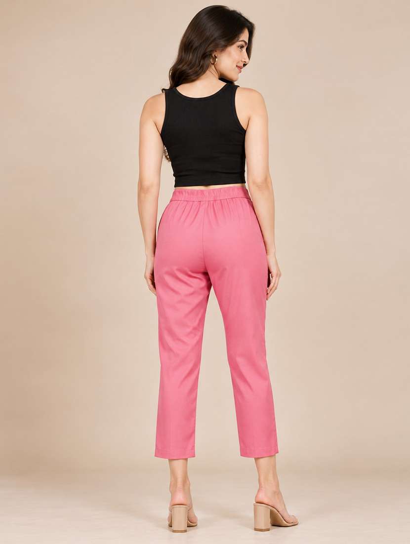 Women Solid Mid Rise Regular Fit Straight Pant - 22762280 -  Standard Image - 5