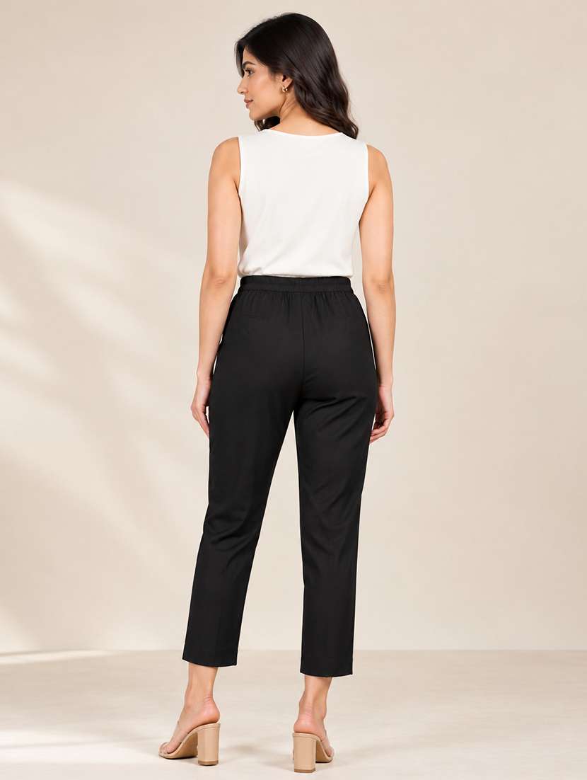 Women Solid Mid Rise Regular Fit Straight Pant - 22762281 -  Standard Image - 3