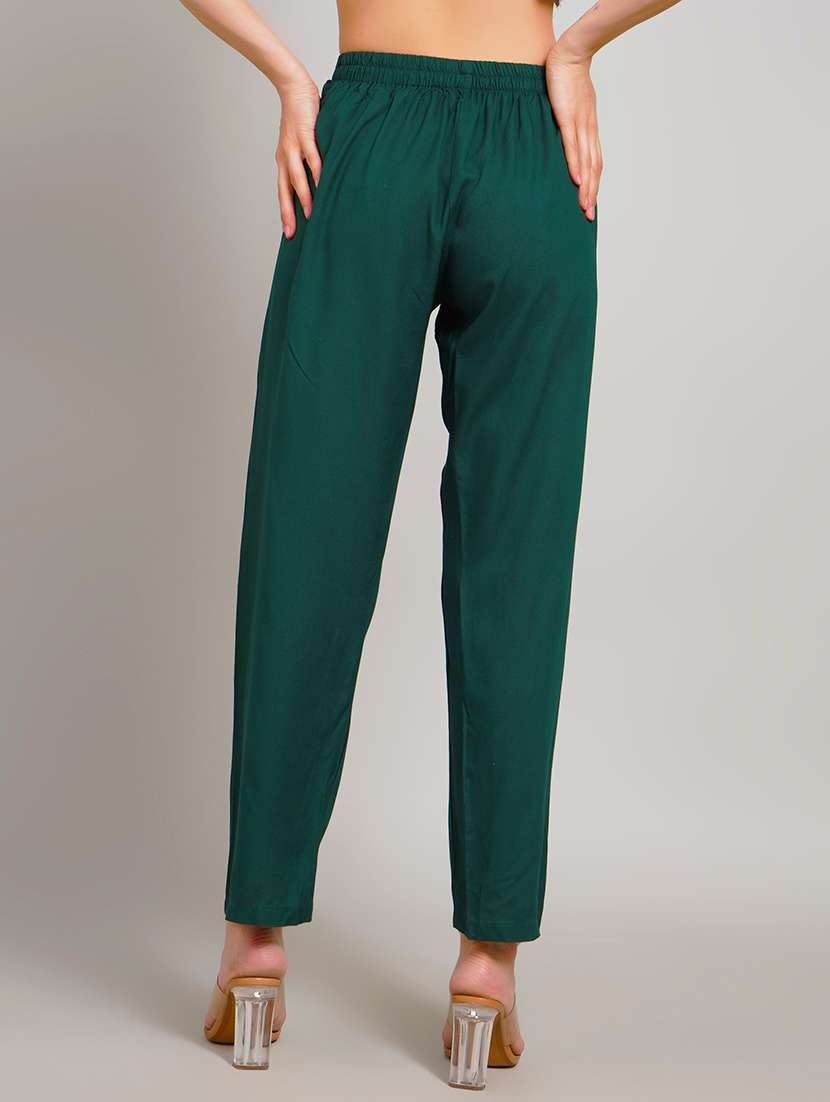 Women Solid Mid Rise Regular Fit Straight Pant - 22762282 -  Standard Image - 3