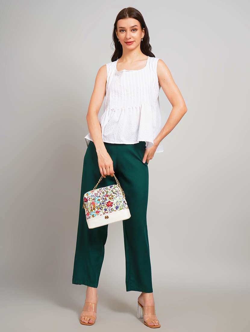 Women Solid Mid Rise Regular Fit Straight Pant - 22762282 -  Standard Image - 5