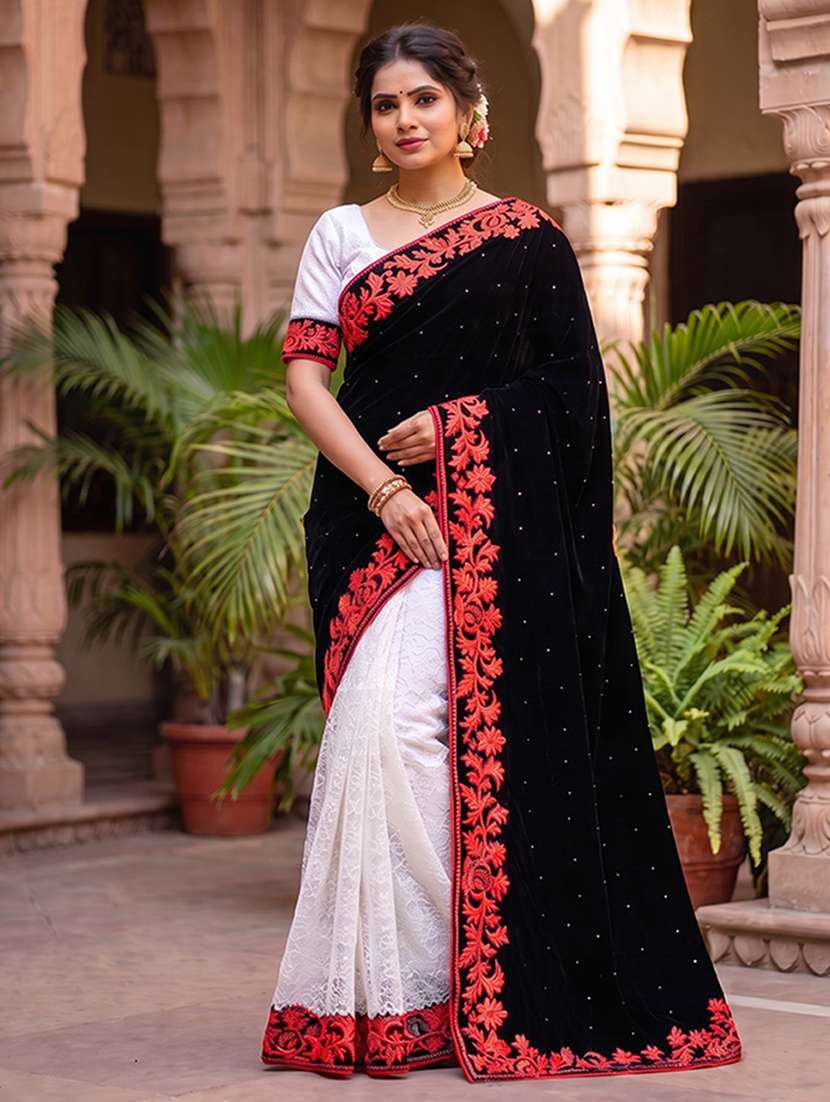 women self design half & half saree with blouse
