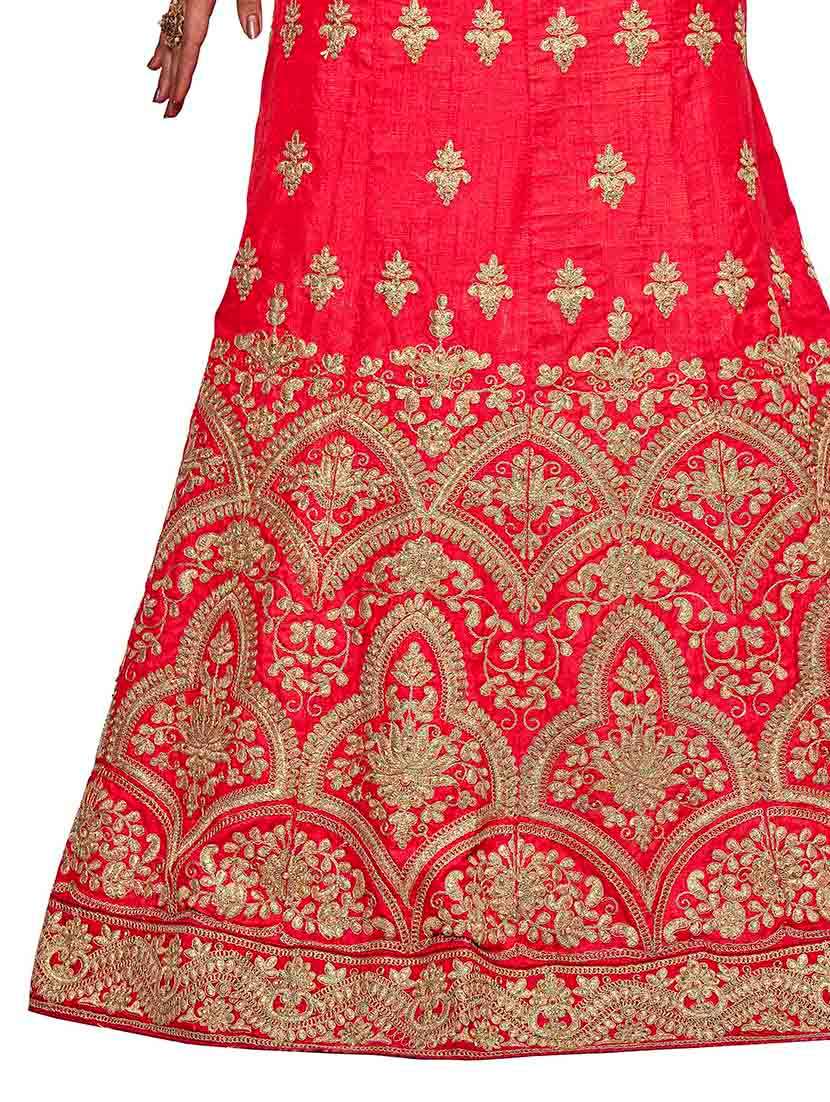 Women Solid With Work Semi-stitched A-line Lehenga - 22764838 -  Standard Image - 5