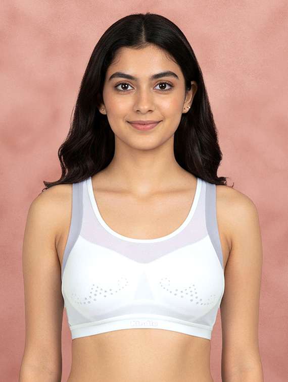 women colourblocked full coverage sports bra