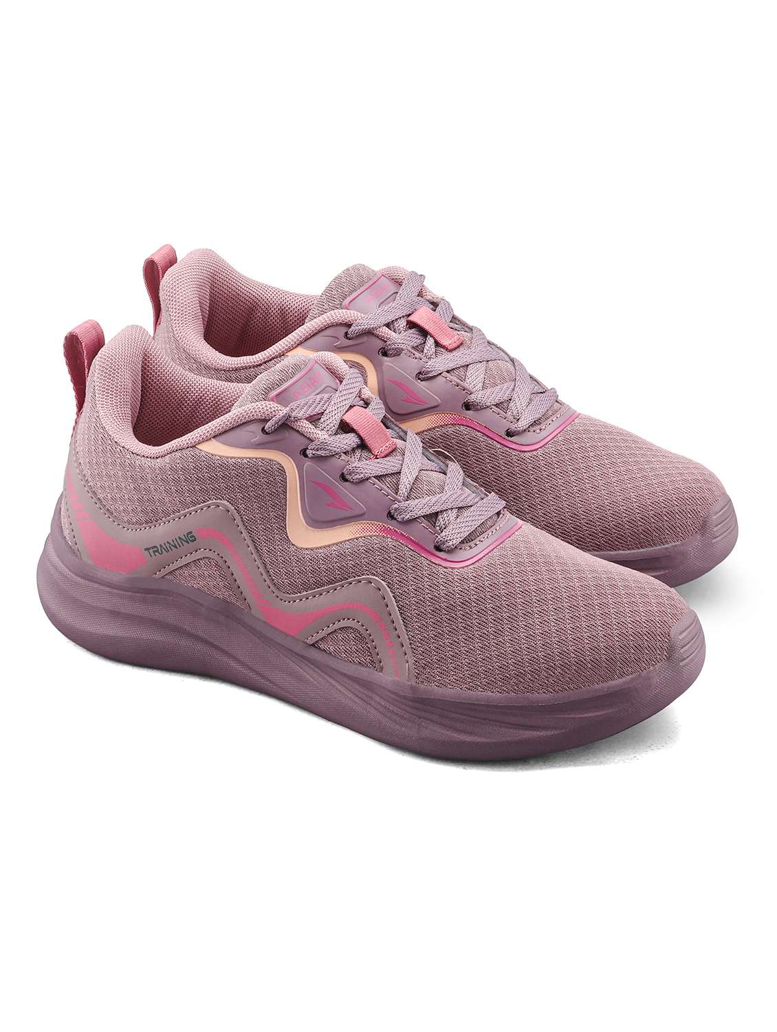 women textured lace up sports shoes