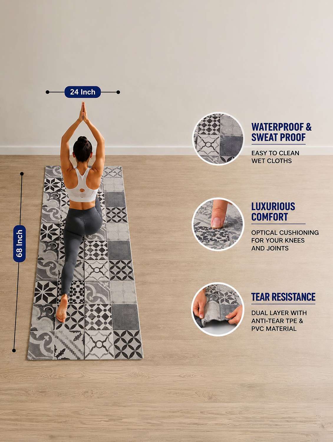 Non-slip Printed Yoga And Exercise Mat - 22765664 -  Standard Image - 3