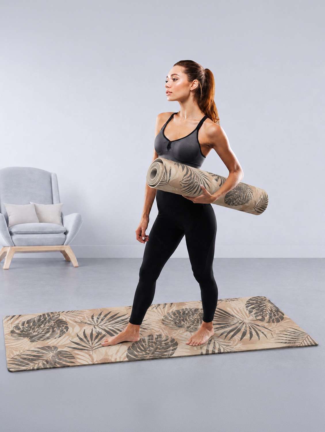 non-slip printed yoga and exercise mat
